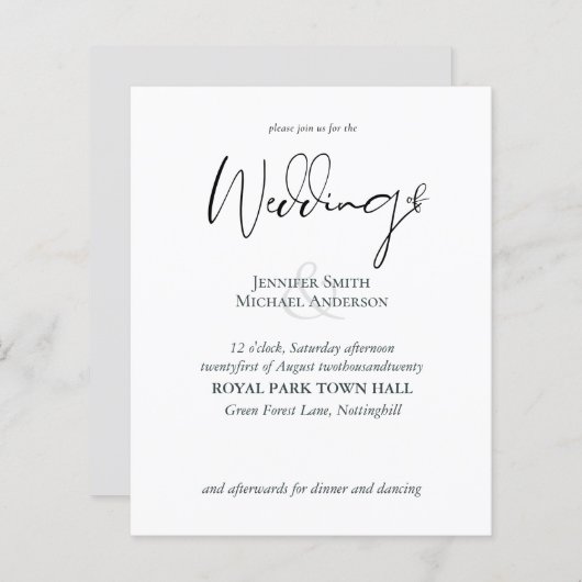 Einfache Elegance Script Moderne Hochzeit (Vorne/Hinten)