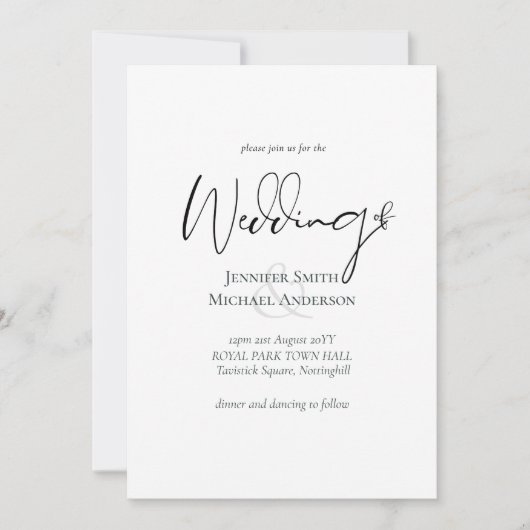 Einfache Elegance Script Moderne Hochzeit (Vorderseite)