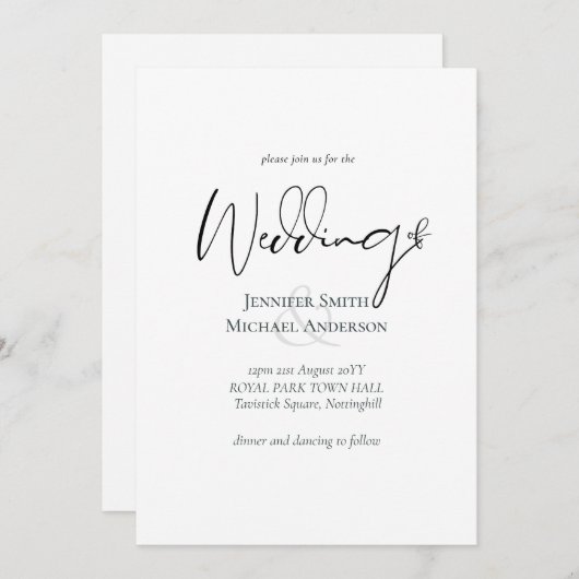 Einfache Elegance Script Moderne Hochzeit (Vorne/Hinten)