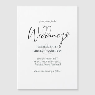 Einfache Elegance Script Moderne Hochzeit Magnetkarte