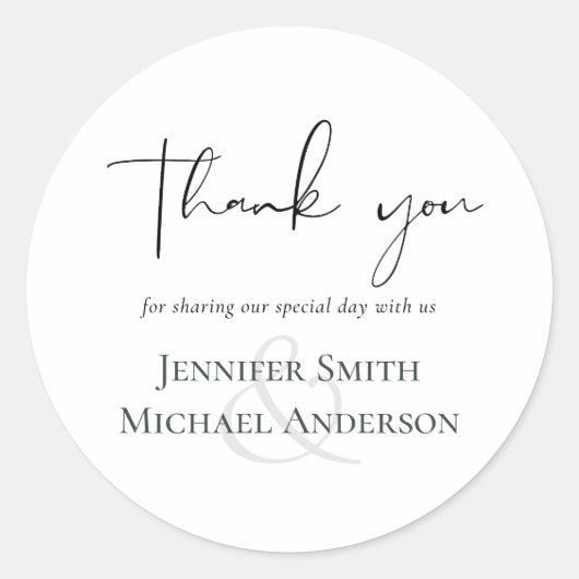 Einfache Elegance Script Moderne Hochzeit Runder Aufkleber (Vorderseite)