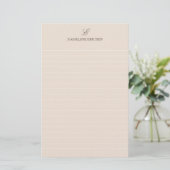 Einfache Elegance Tan Brown Monogram Lined Briefpapier (Stehend Vorderseite)