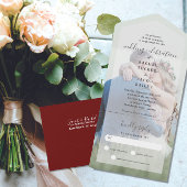 Einfache Elegance Voll-Foto Burgundy Red Wedding All In One Einladung