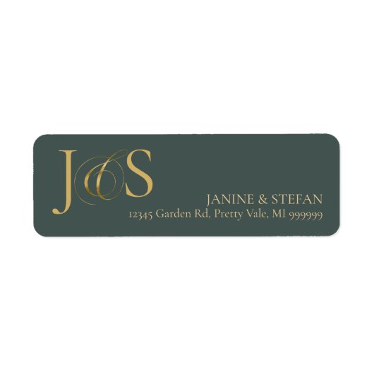Einfache Elegance Wedding Initials Green ID1022 (Vorne)