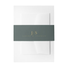 Einfache Elegance Wedding Initials Green ID1022 Einladungsbanderole