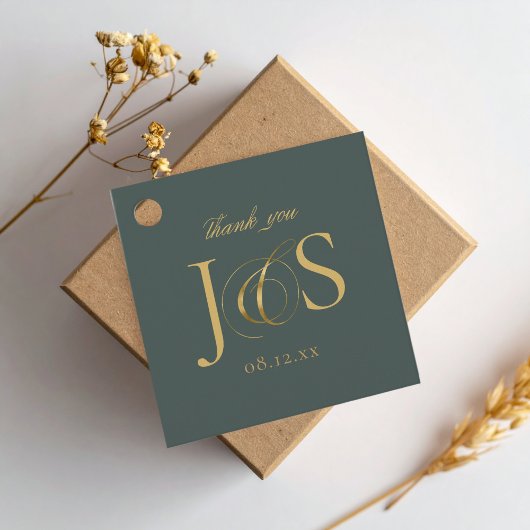 Einfache Elegance Wedding Initials Green ID1022 Geschenkanhänger