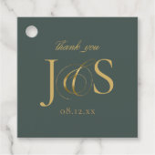 Einfache Elegance Wedding Initials Green ID1022 Geschenkanhänger (Vorderseite)