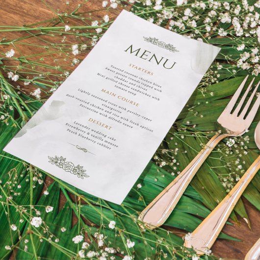 Einfache Elegance Wedding Menu Menükarte