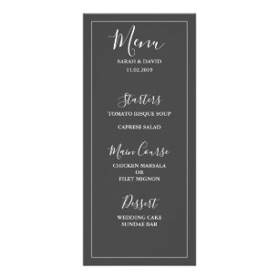 Einfache Elegance Wedding Menu Werbekarte