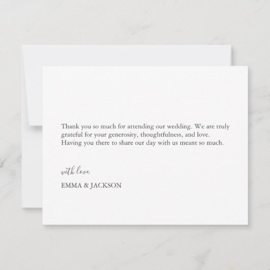 Einfache Elegance Wedding Vielen Dank Dankeskarte (Rückseite)