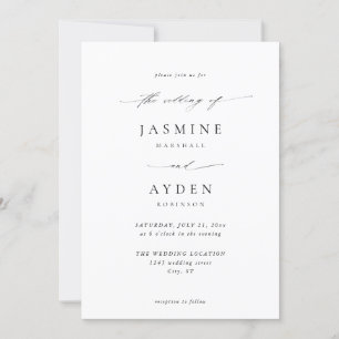 Einfache Elegance Wedding - White Einladung