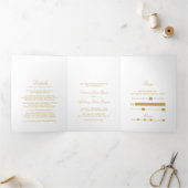 Einfache Elegance White & Gold Wedding Suite Dreifach Gefaltete Einladung (Innenseite)