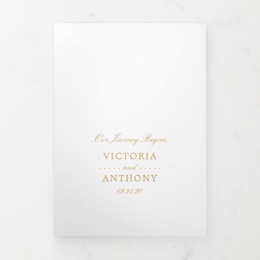 Einfache Elegance White & Gold Wedding Suite Dreifach Gefaltete Einladung (Cover)