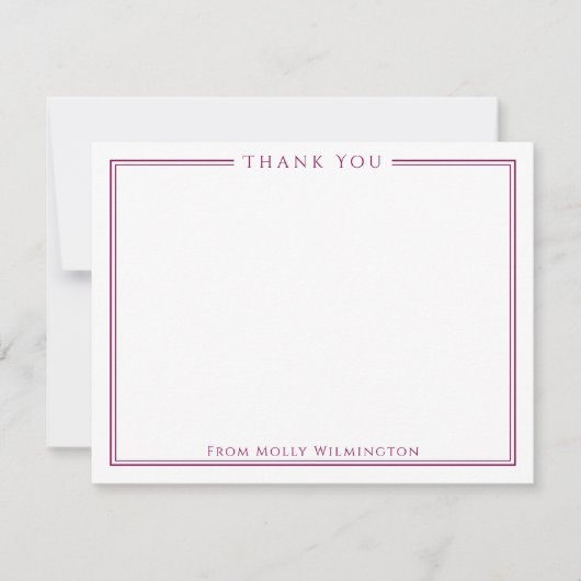 Einfache Elegance Wine Red Danke Note Card (Vorderseite)