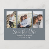 Einfache Eleganduty Blue Multi Foto Calligraphie Postkarte (Vorderseite)