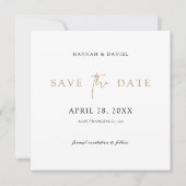 Einfache Elegangoldfarben Save the Date mit QR-Cod (Vorderseite)