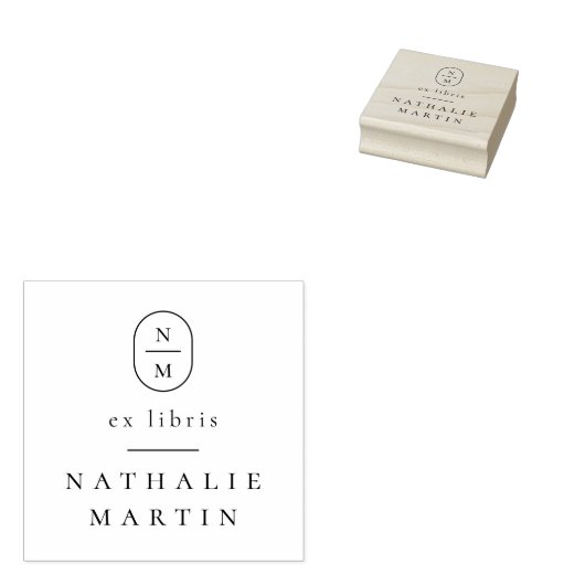 Einfache Eleganinitials Ex Libris Monogram Book Gummistempel (Stempel)