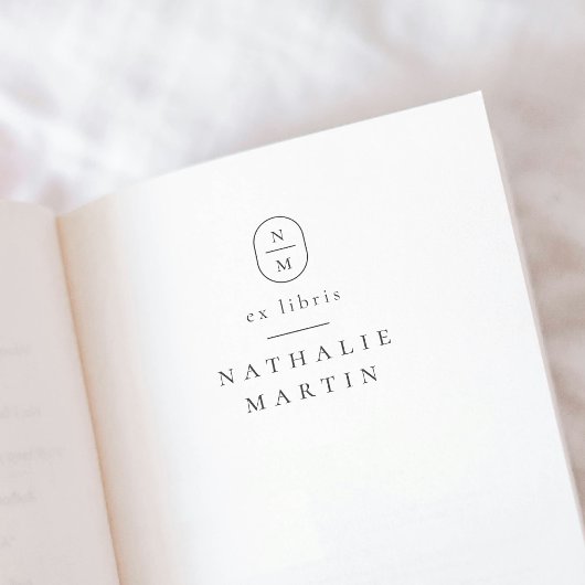 Einfache Eleganinitials Ex Libris Monogram Book Gummistempel