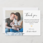 Einfache Elegant 2 Foto Geburtshinweis Feiertagskarte (Rückseite)