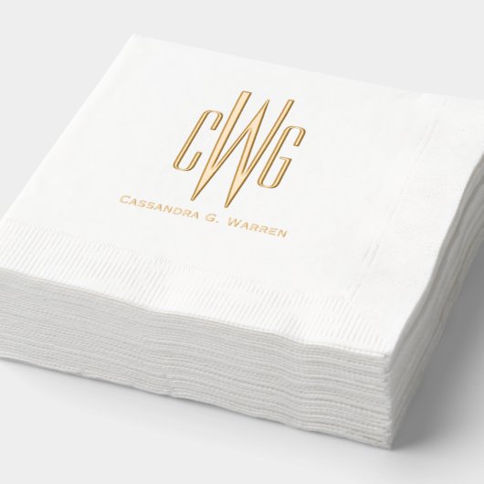 Einfache Elegant 3 Anfangsbuchstaben Monogram #4 N Servietten Mit Folie (Ausschnitt)