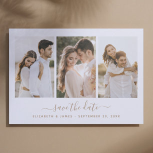Einfache Elegant 3 Foto Save the Date Einladung