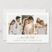 Einfache Elegant 3 Foto Save the Date Einladung (Vorderseite)