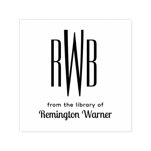 Einfache Elegant 3 Initial #8D2 Bibliotheksname Permastempel (Design)