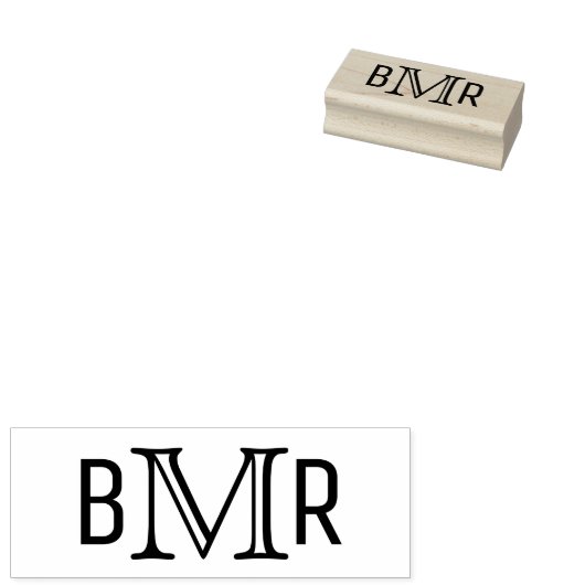 Einfache Elegant 3 Initial Letter Monogram MF #4B Gummistempel (Stempel)