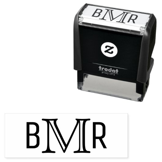 Einfache Elegant 3 Initial Letter Monogram MF #4B Permastempel (Beispiel)