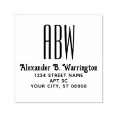Einfache Elegant-3-Initial-Monogram-Name-Adresse Permastempel (Design)