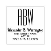 Einfache Elegant-3-Initial-Monogram-Name-Adresse Permastempel (Design)
