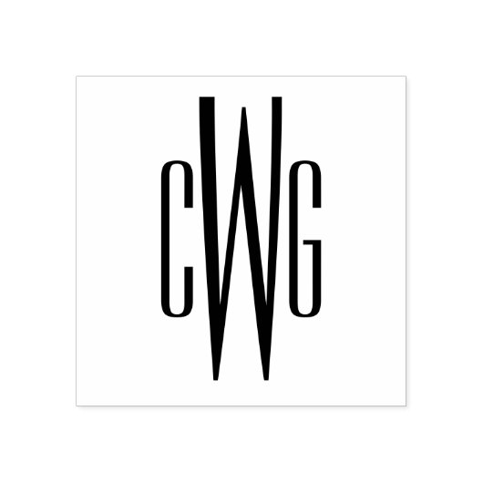 Einfache Elegant 3 Initialbuchstaben Monogram #4 Gummistempel (Prägung)