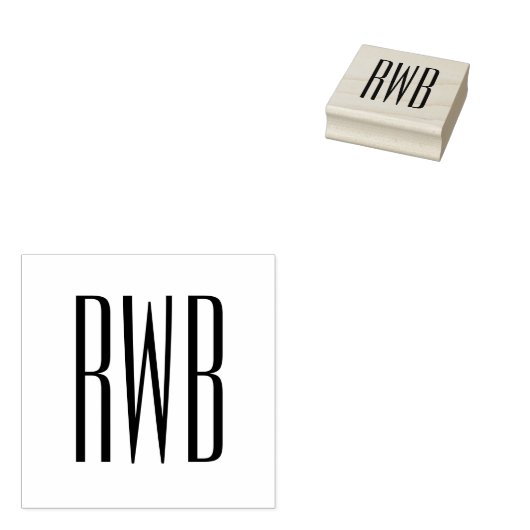 Einfache Elegant 3 Initialbuchstaben Monogram #8D Gummistempel (Stempel)