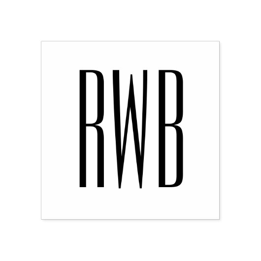 Einfache Elegant 3 Initialbuchstaben Monogram #8D Gummistempel (Prägung)