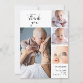 Einfache Elegant 4 Foto Collage Baby Dusche Dankeskarte (Vorderseite)