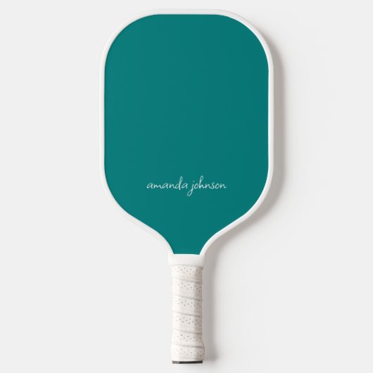 Einfache Elegant Aquamarin Blue Monogram Pickleball Schläger (Vorderseite)