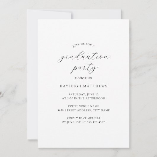 Einfache Elegant Arched Year Graduation Party Einladung (Rückseite)