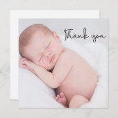 Einfache Elegant Baby Foto Brust Dankeskarte (Vorne/Hinten)
