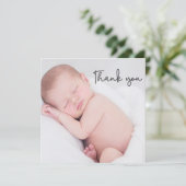 Einfache Elegant Baby Foto Brust Dankeskarte (Stehend Vorderseite)