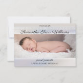 Einfache Elegant Baby Foto Geburtserklärung Dankeskarte (Vorderseite)