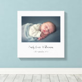 Einfache Elegant Baby Foto Script Name Canvas Prin Leinwanddruck (Insitu (Holzboden))