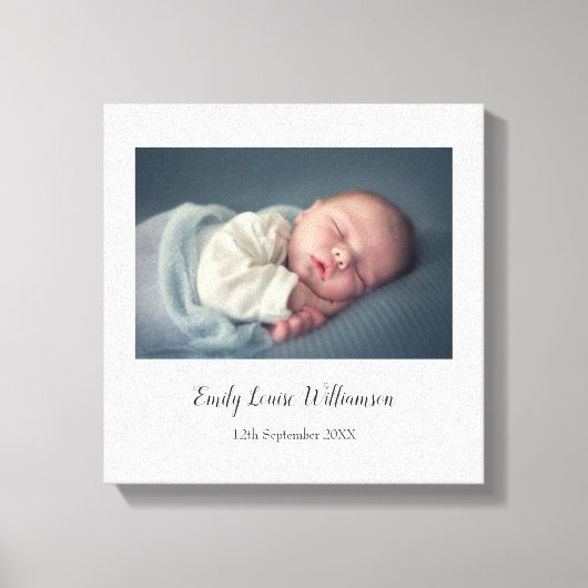 Einfache Elegant Baby Foto Script Name Canvas Prin Leinwanddruck (Vorderseite)