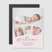 Einfache Elegant Baby Girl Foto Geburtserklärung Magnetkarte (Vorne/Hinten)