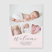 Einfache Elegant Baby Girl Foto Geburtserklärung Magnetkarte (Vorderseite)