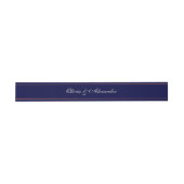 Einfache Elegant Banded Navy Blue Script Couple Na Einladungsbanderole (Flach)