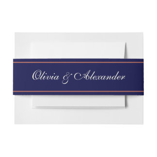 Einfache Elegant Banded Navy Blue Script Couple Na Einladungsbanderole