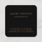 Einfache Elegant Black Brown Minimalistisch Quadratische Visitenkarte (Rückseite)
