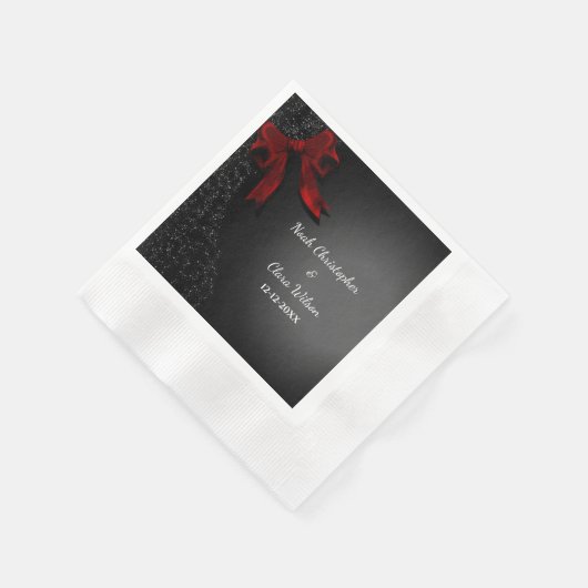 Einfache Elegant Black Minimalistisch Red Bow Napk Serviette (Ecke)