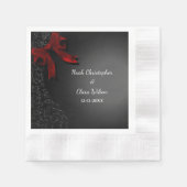 Einfache Elegant Black Minimalistisch Red Bow Napk Serviette (Vorderseite)