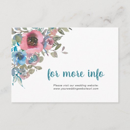 Einfache Elegant Blau & Rosa Wasserfarben Begleitkarte (Vorderseite)